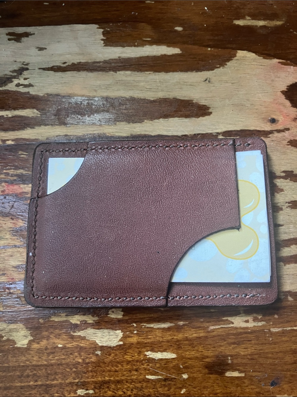Brown Genuine Leather Card Sleeve Wallet - Slim Mens Card Holder